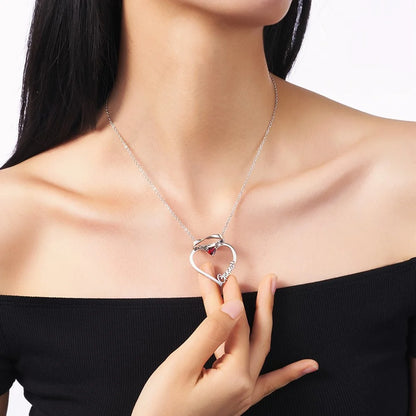 Personalized Heart Necklace with Birthstone & Name