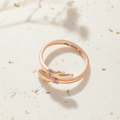 Custom Engraved Birthstone Hug Ring