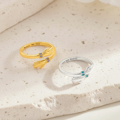 Custom Engraved Birthstone Hug Ring