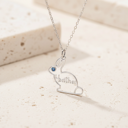 Personalized Name & Birthstone Bunny Necklace