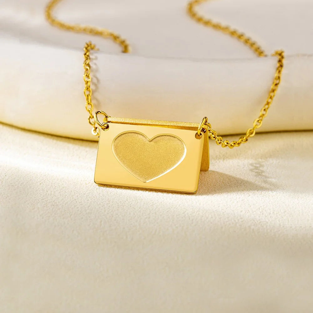 Custom Engraved Heart Envelope Necklace