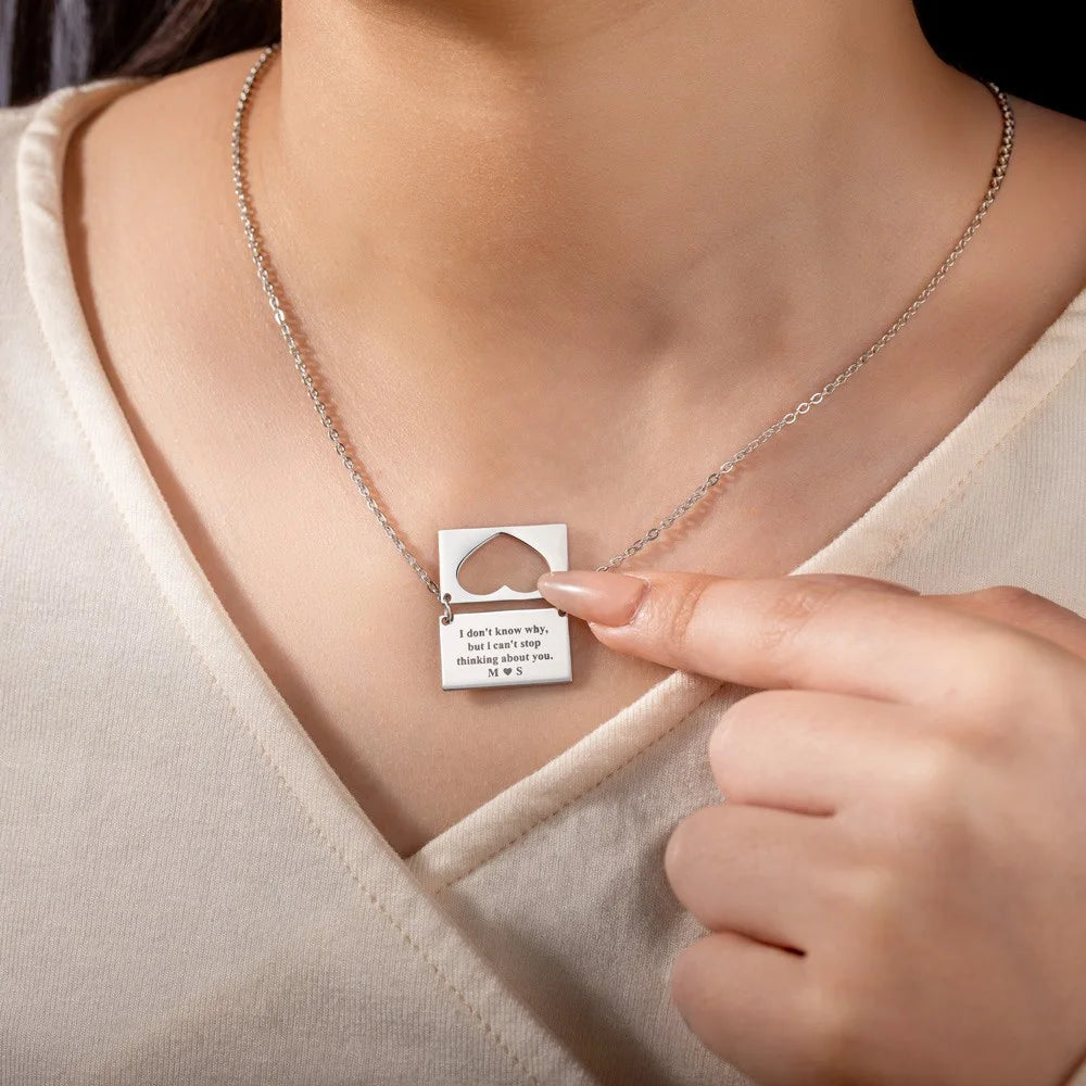Custom Engraved Heart Envelope Necklace