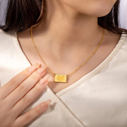 Custom Engraved Heart Envelope Necklace