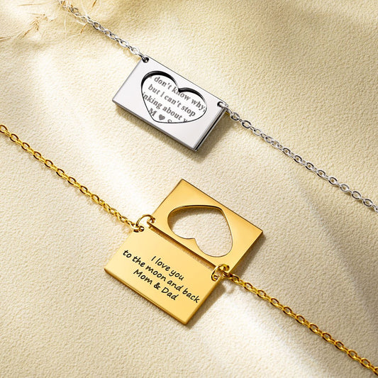 Custom Engraved Heart Envelope Necklace