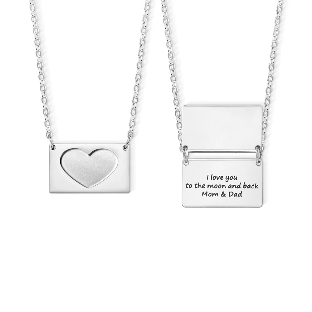 Custom Engraved Heart Envelope Necklace
