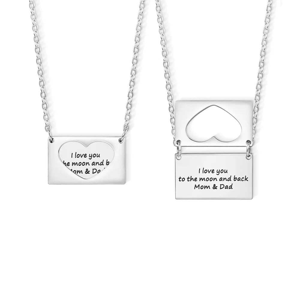 Custom Engraved Heart Envelope Necklace