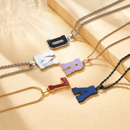 Personalized Enamel Initial Necklace with Name