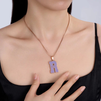 Personalized Enamel Initial Necklace with Name