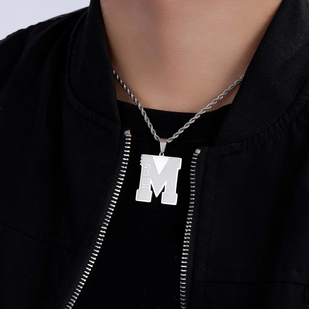 Personalized Enamel Initial Necklace with Name