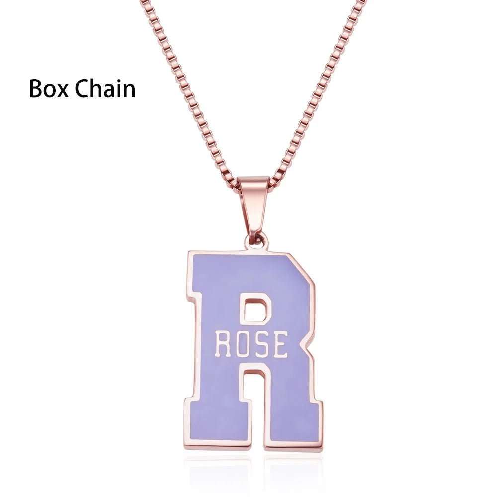 Personalized Enamel Initial Necklace with Name