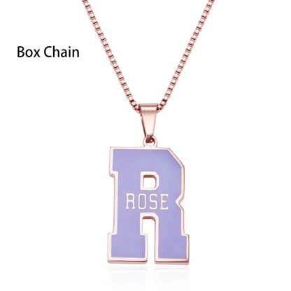 Personalized Enamel Initial Necklace with Name
