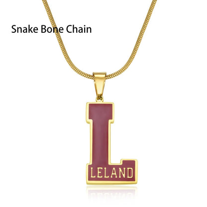 Personalized Enamel Initial Necklace with Name