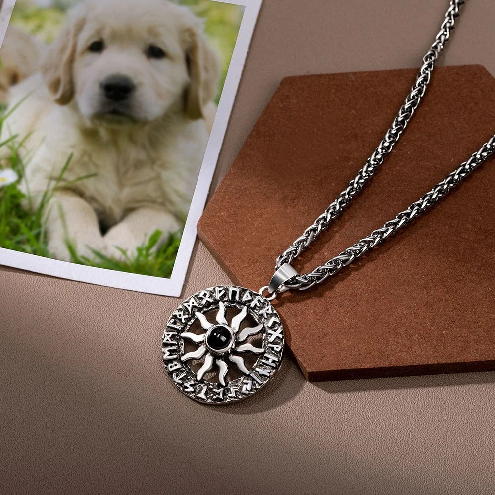 Custom Ancient Sun Photo Projection Necklace
