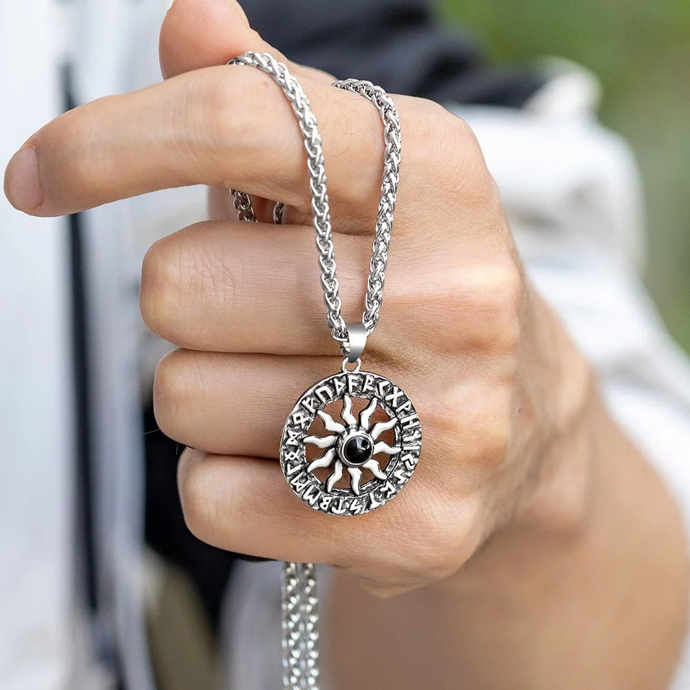 Custom Ancient Sun Photo Projection Necklace