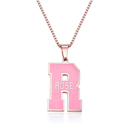 Personalized Enamel Initial Necklace with Name