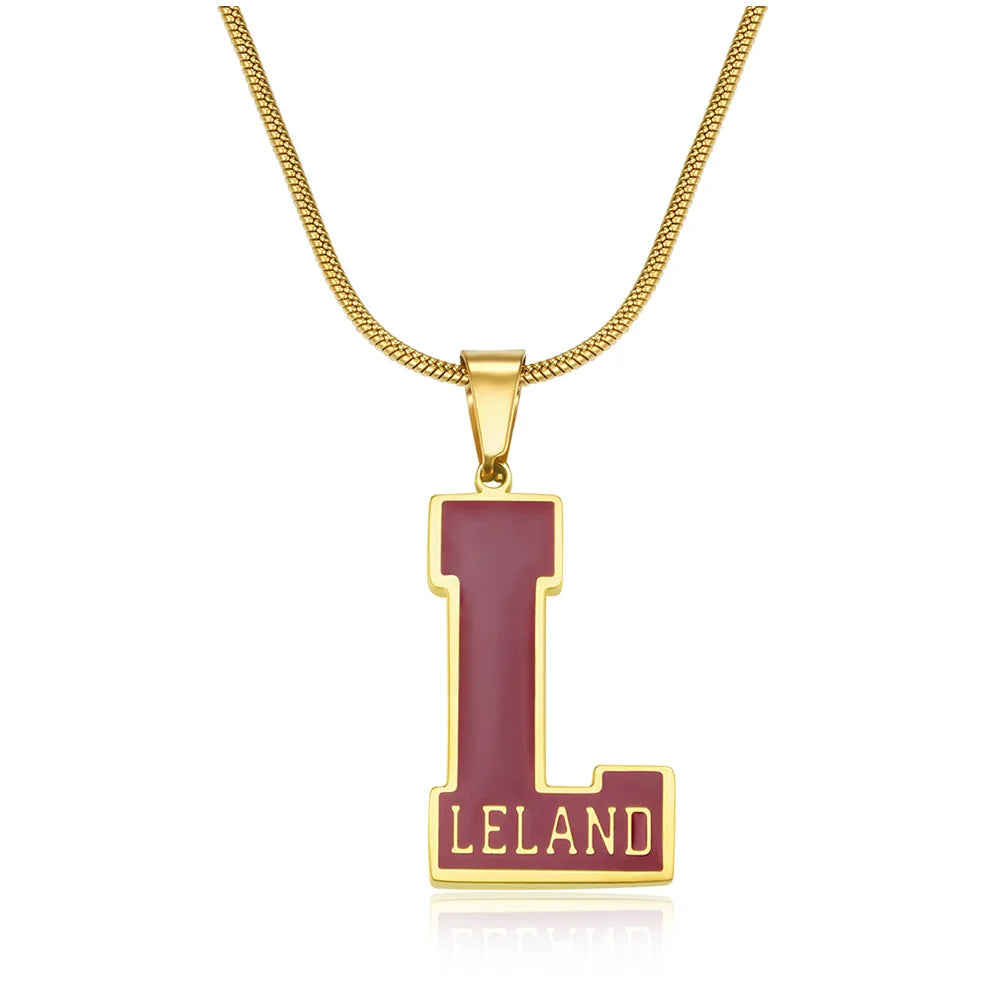 Personalized Enamel Initial Necklace with Name