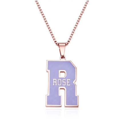 Personalized Enamel Initial Necklace with Name