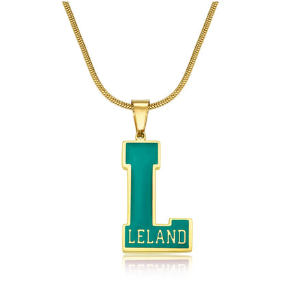 Personalized Enamel Initial Necklace with Name