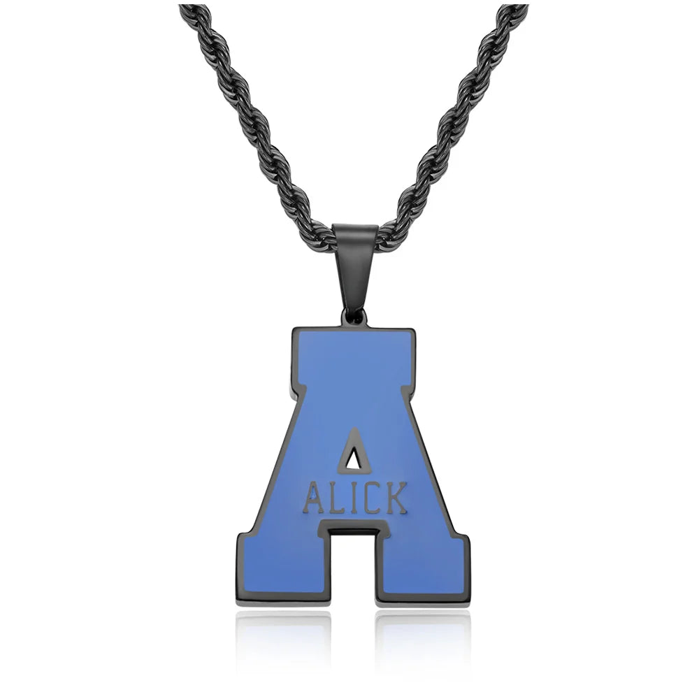 Personalized Enamel Initial Necklace with Name