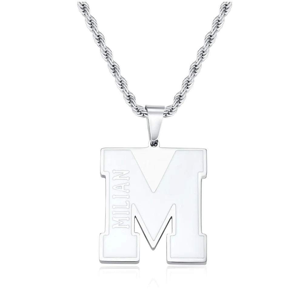 Personalized Enamel Initial Necklace with Name