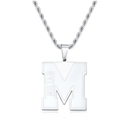 Personalized Enamel Initial Necklace with Name