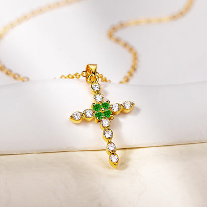 Personalized Cross Necklace with Birthstones