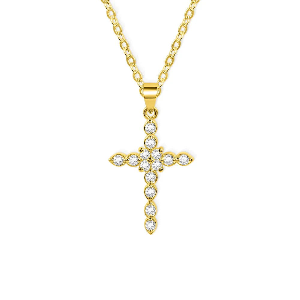Personalized Cross Necklace with Birthstones