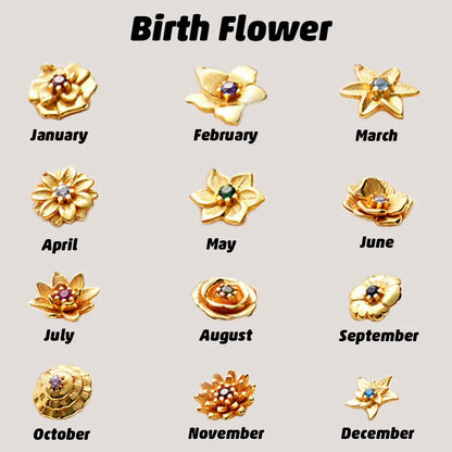 Custom Combined Birth Flowers Ring with Birthstones