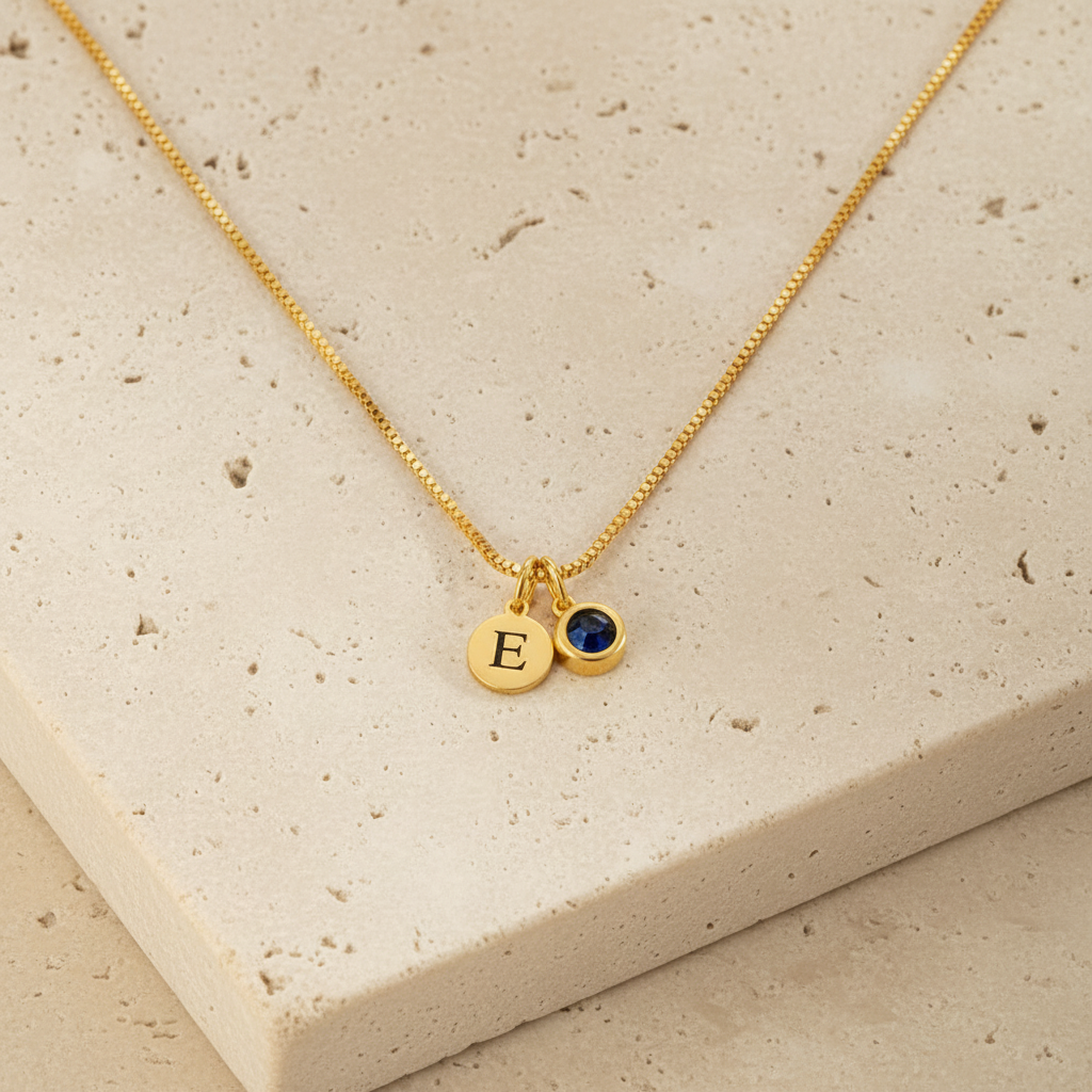 Custom Dainty Photo Projection Necklace with Initial Charm