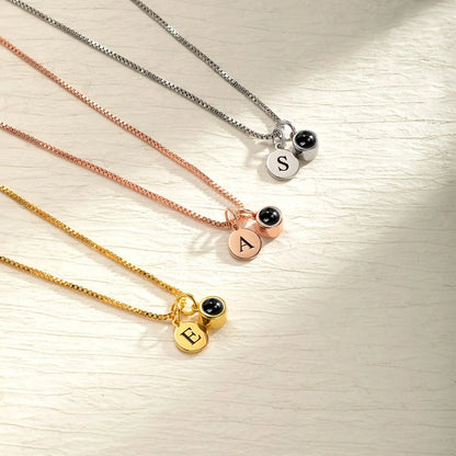Custom Dainty Photo Projection Necklace with Initial Charm
