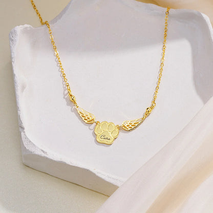 Custom Name Pet Angel Wings Necklace