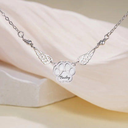 Custom Name Pet Angel Wings Necklace
