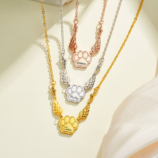 Custom Name Pet Angel Wings Necklace