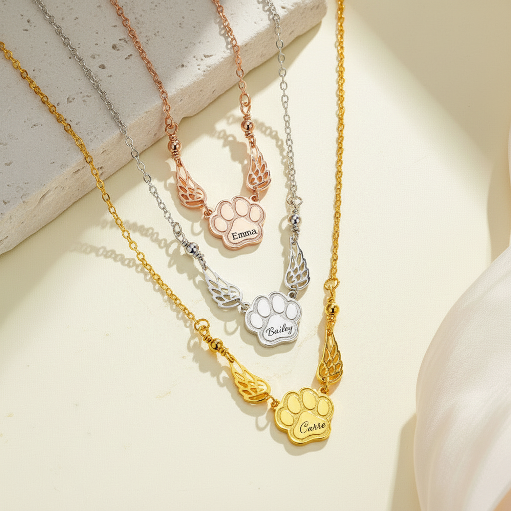 Custom Name Pet Angel Wings Necklace
