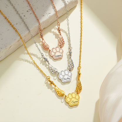 Custom Name Pet Angel Wings Necklace