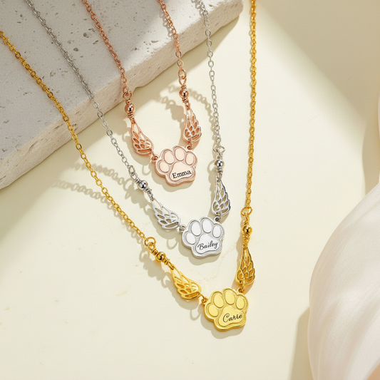 Custom Name Pet Angel Wings Necklace