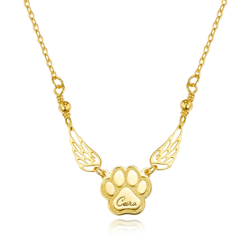 Custom Name Pet Angel Wings Necklace