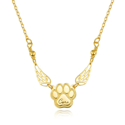 Custom Name Pet Angel Wings Necklace