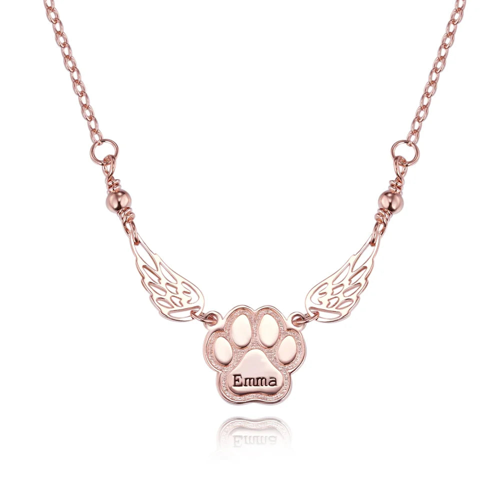 Custom Name Pet Angel Wings Necklace