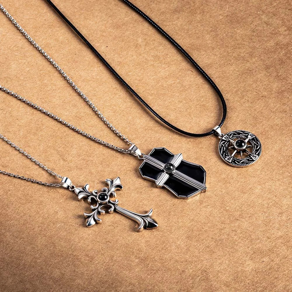 Custom Vintage Cross Projection Necklaces