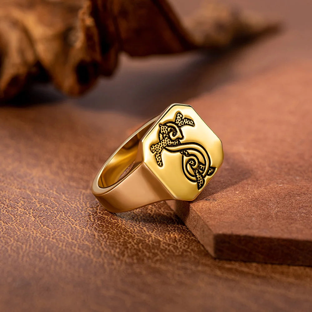 Custom Double Initials Engraved Signet Ring