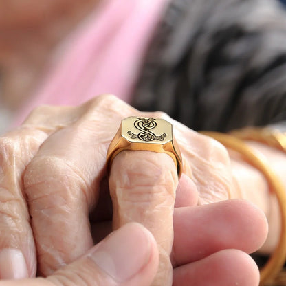 Custom Double Initials Engraved Signet Ring