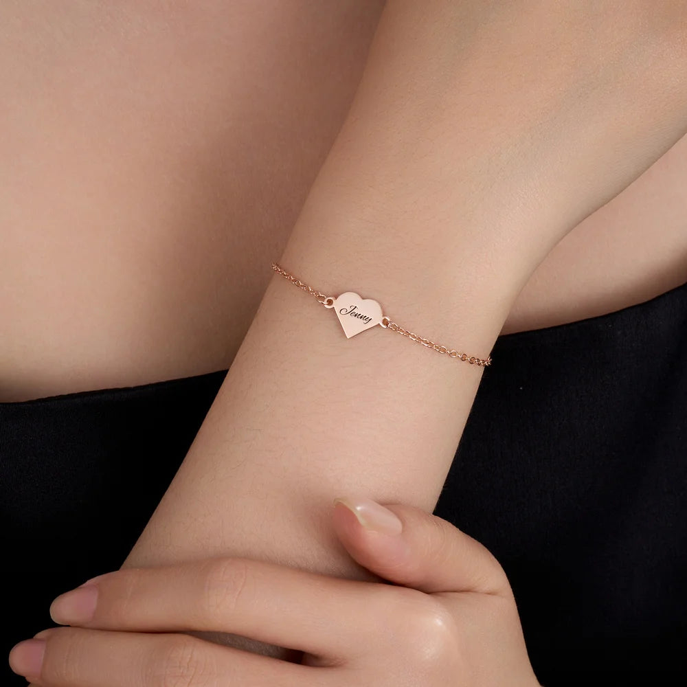 Custom Engraved 1-4 Heart Bracelet