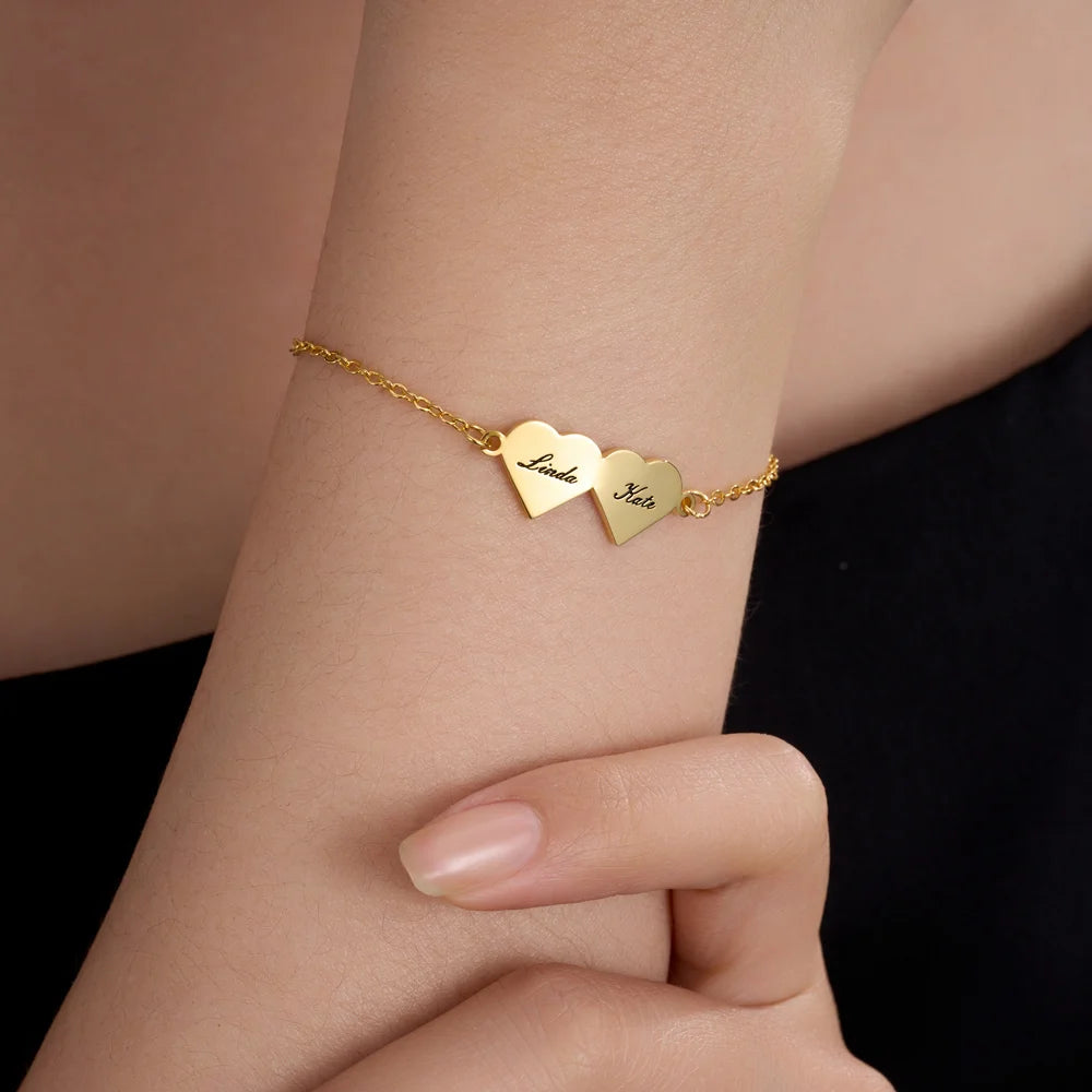 Custom Engraved 1-4 Heart Bracelet