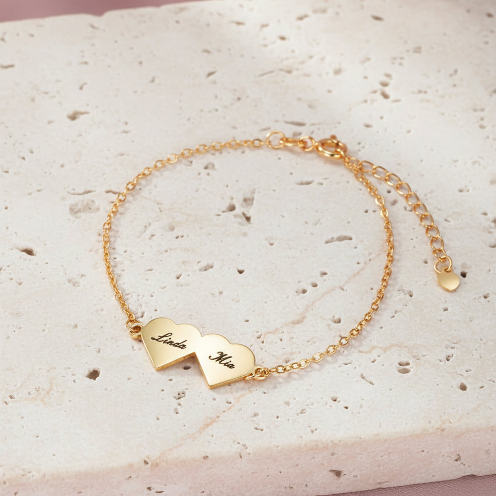 Custom Engraved 1-4 Heart Bracelet