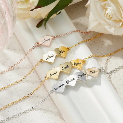 Custom Engraved 1-4 Heart Bracelet
