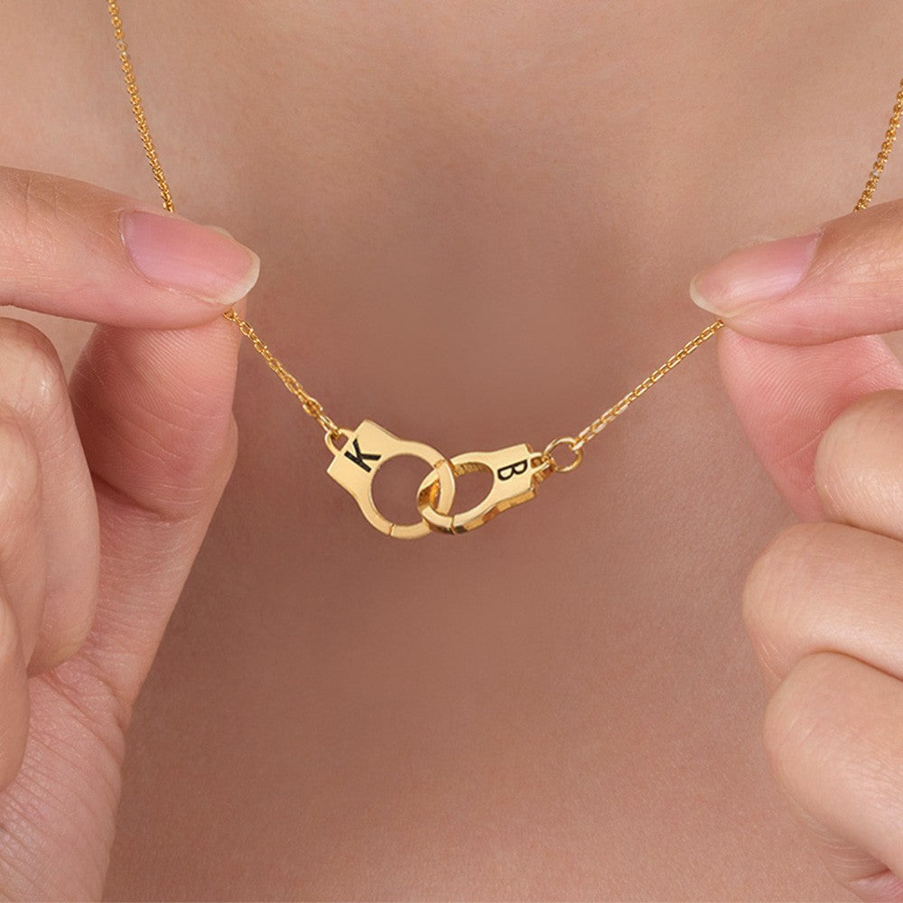 Personalized Handcuff Necklace with Initials