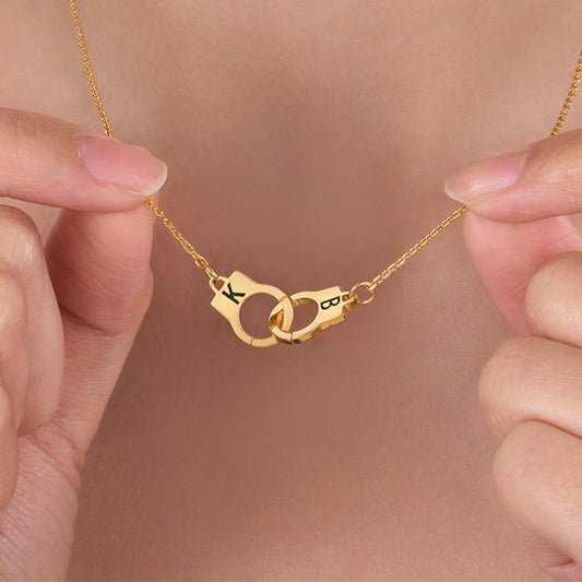 Personalized Handcuff Necklace with Initials