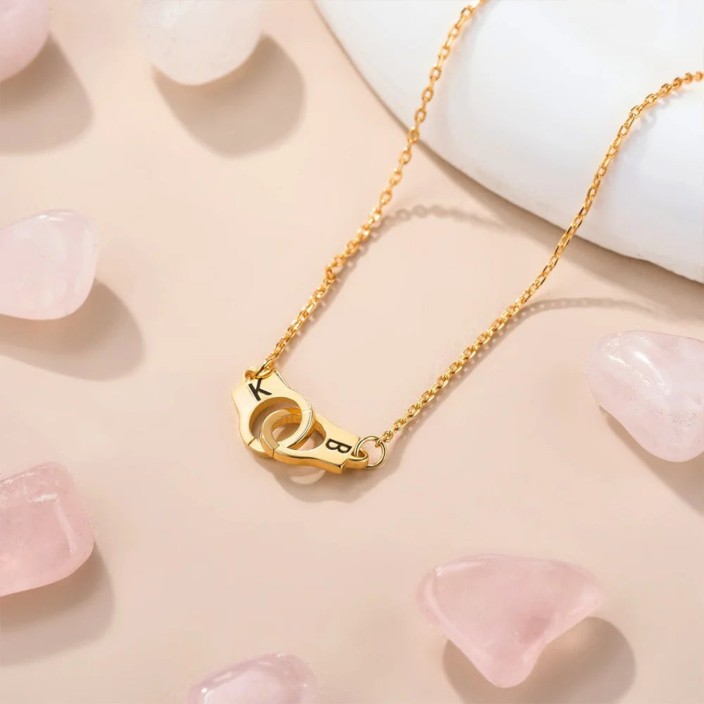 Personalized Handcuff Necklace with Initials