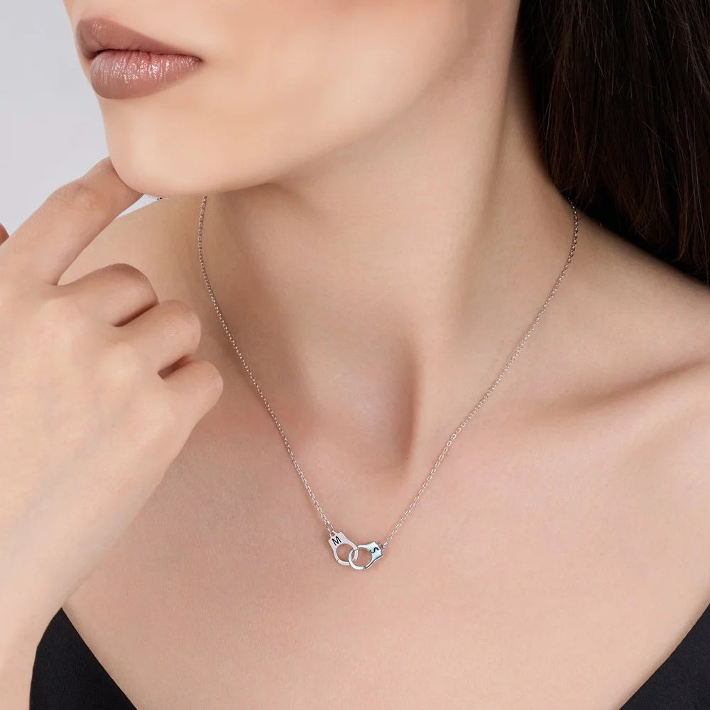 Personalized Handcuff Necklace with Initials